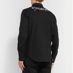 Givenchy Logo Embroidered Denim Black Shirt